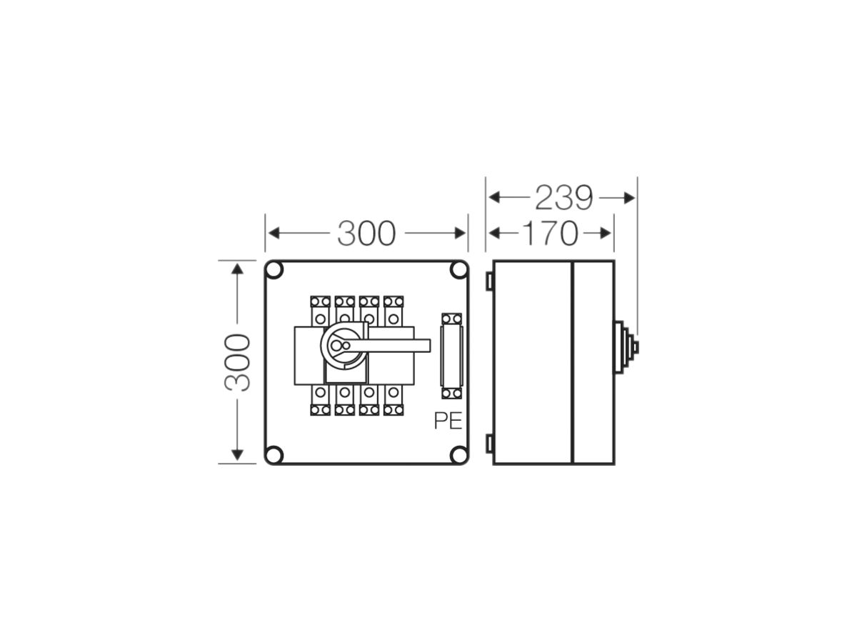 Lastschaltergehäuse Hensel Mi, 160A, 4-polig+PE