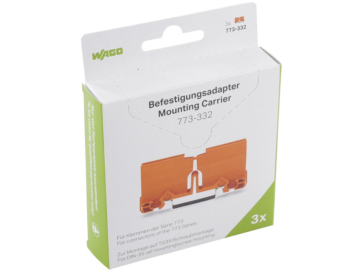 Befestigungsadapter WAGO 773-332 in Blister 3 Stück max.6mm² TH-35 orange