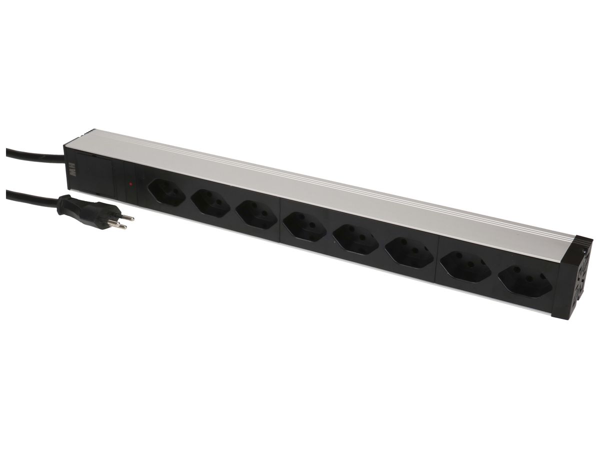 Steckdosenleiste PDU 19" MH maxCONNECT 8×T13 1HE 3×1.5mm² 3m alu-schwarz