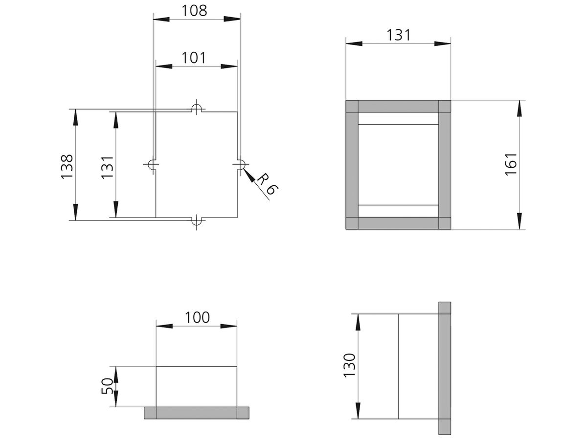 UP-Gehäuse Siedle, Kunststoff, 100×132×50mm, grau