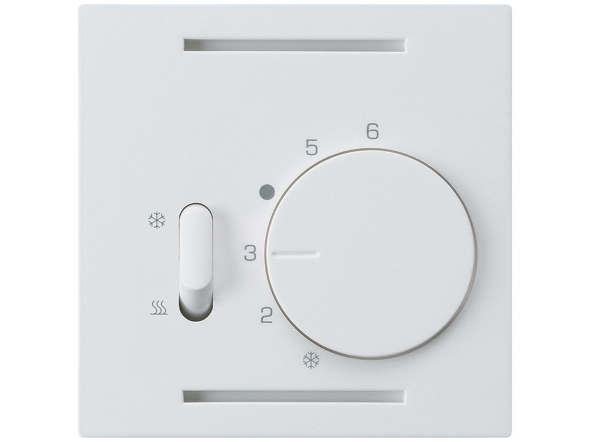 Frontplatte Hager kallysto, für Thermostat mit Schalter Heizen/Kühlen, weiss