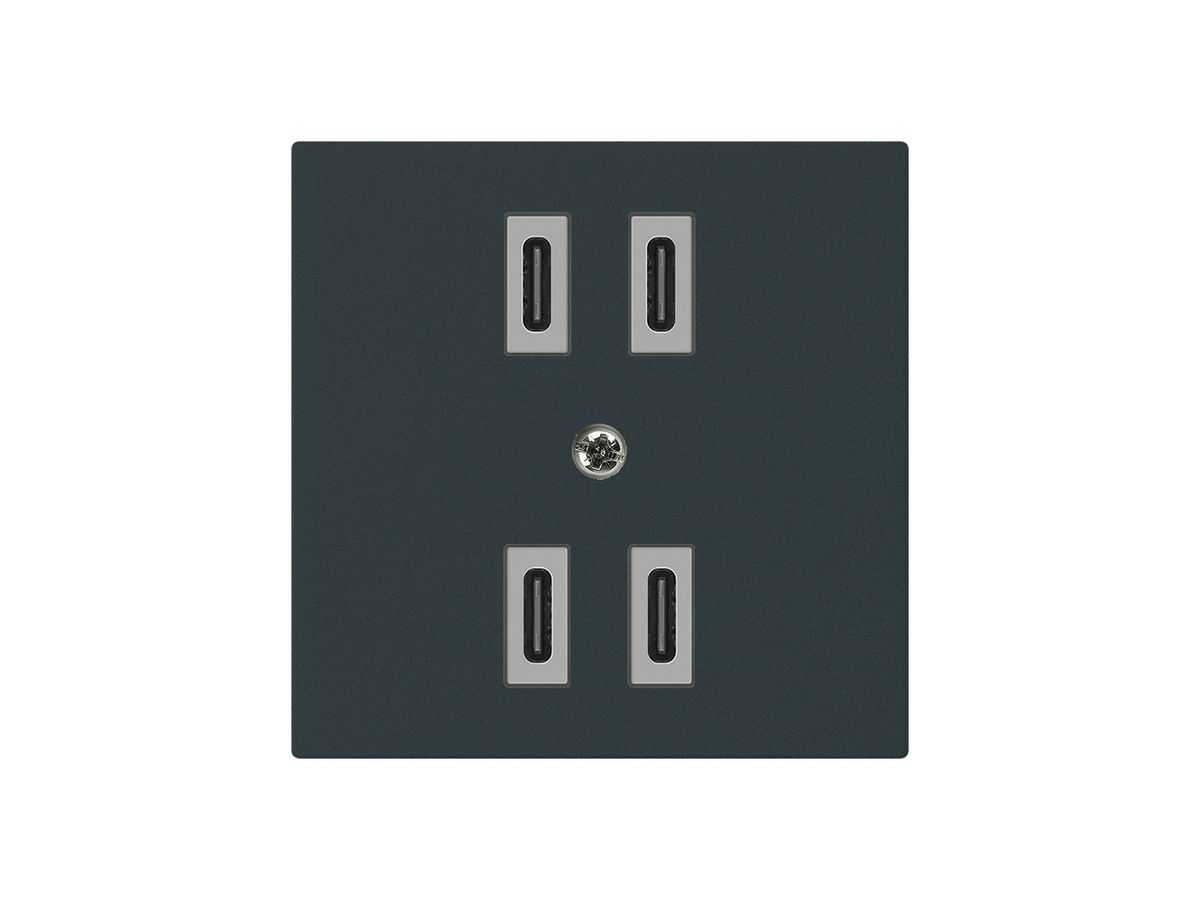 USB-Ladesteckdose Hager kallysto 2×C-C 2×20W oder 4×10W 5V 60×60mm schwarz