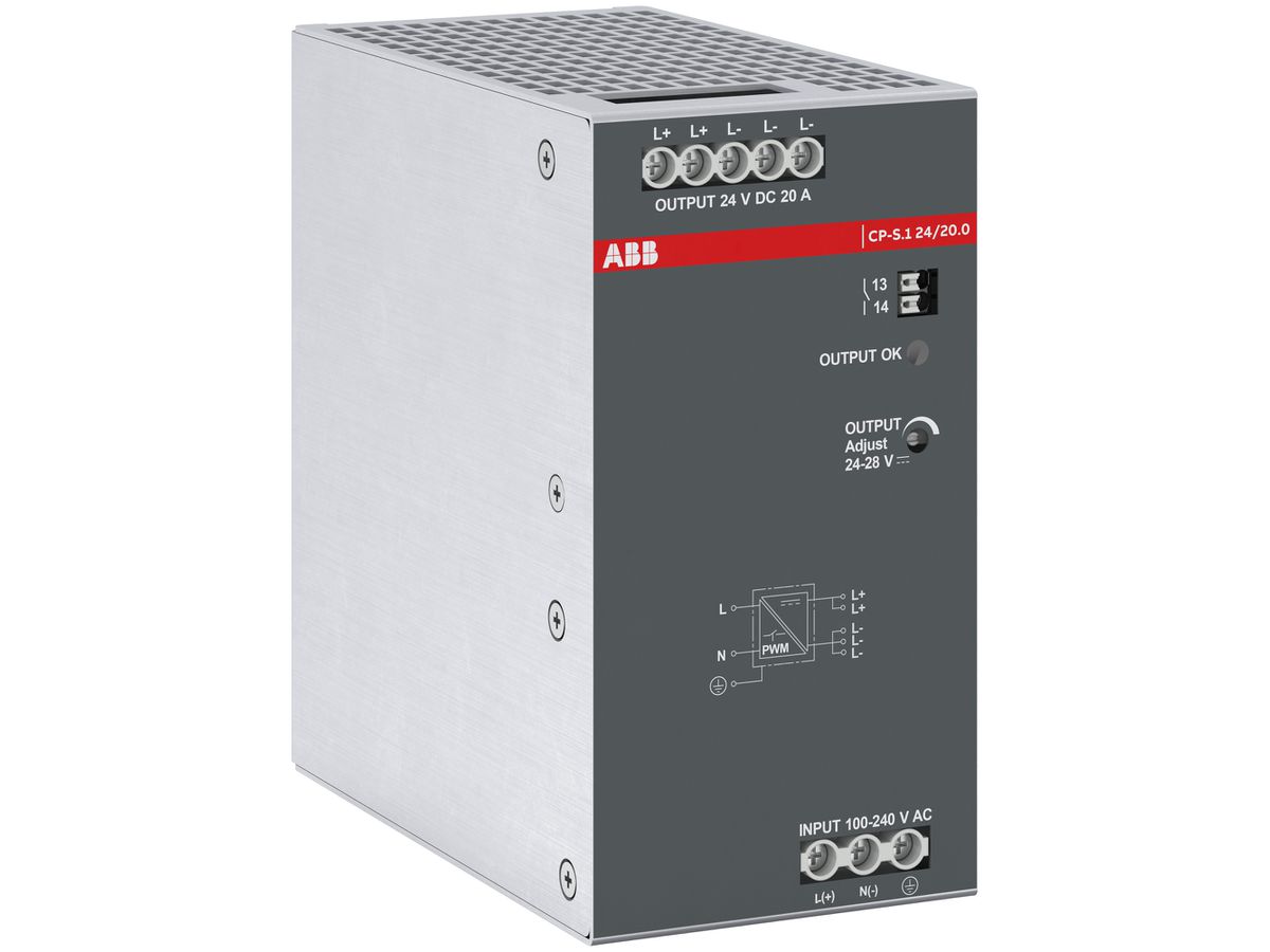 Schaltnetzteil ABB CP-S.1 24/20.0, IN:100…240V, OUT:24VDC/20A