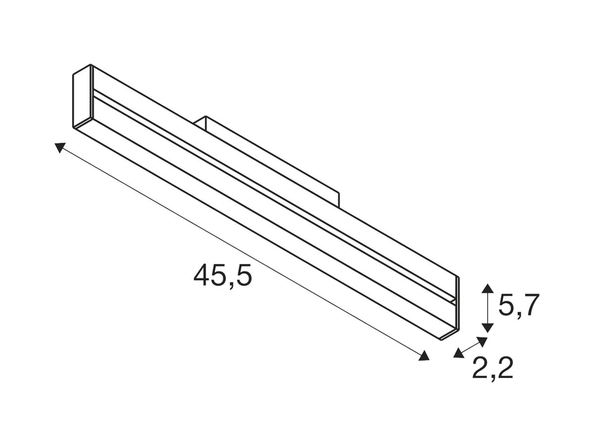 LED-Spot SLV IN-LINE 22 48V TRACK MOVE 14W 1180lm 927 35° DALI 455×22mm schwarz