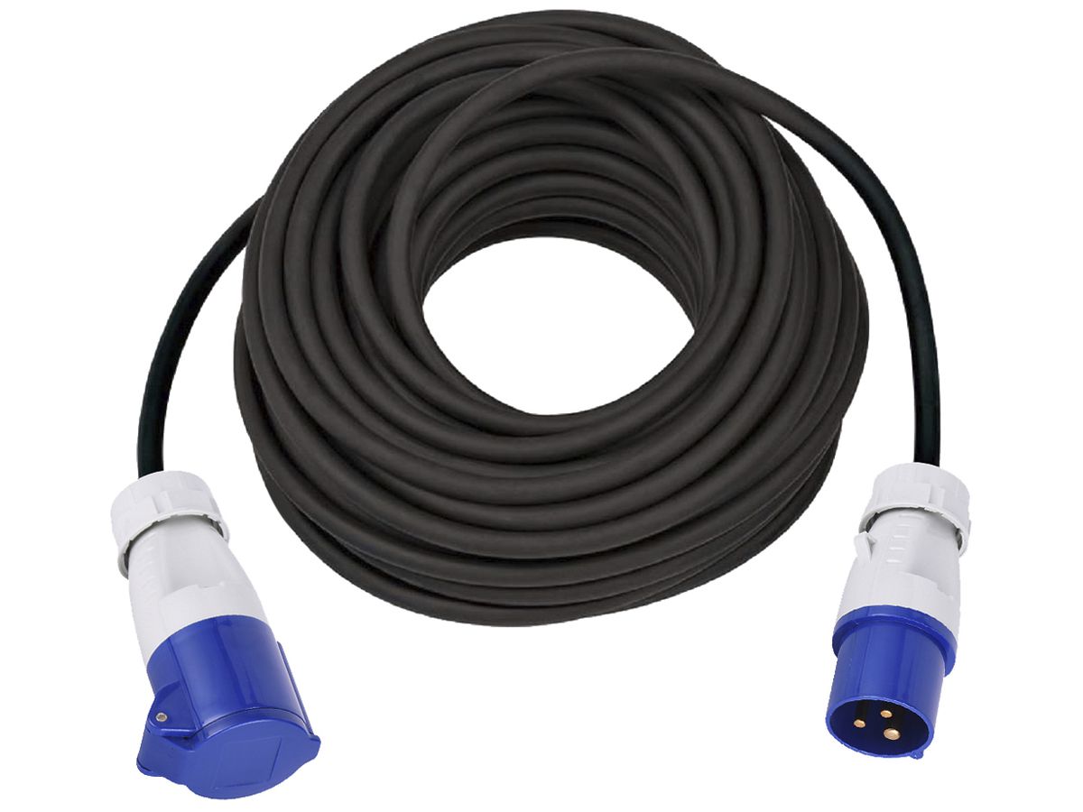 Verlängerung MH CEE16A/CEE16A blau 230V H07RN-F3G1.5mm² GDV 25m IP44 schwarz