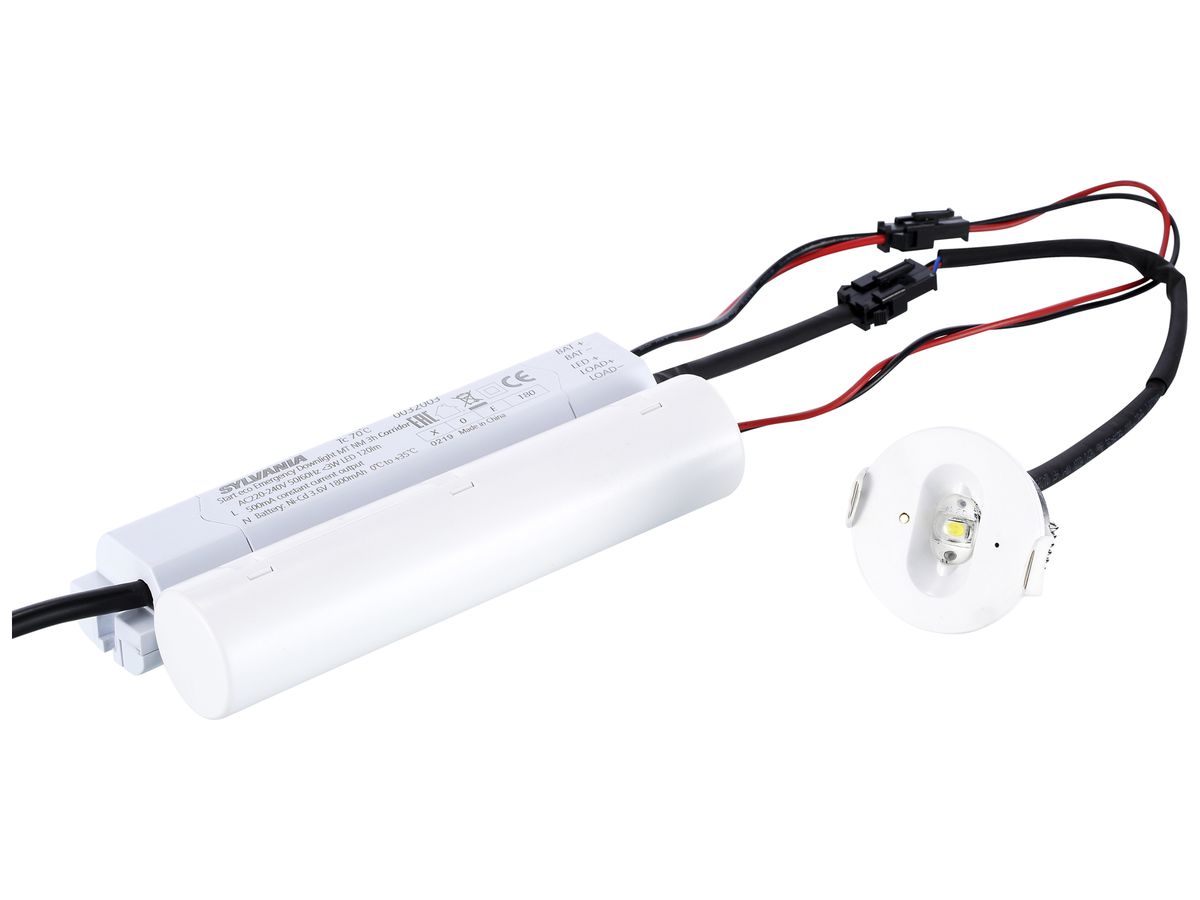 EB-LED-Sicherheitsleuchte Sylvania START eco 1.3W 3h BS Ø45mm weiss
