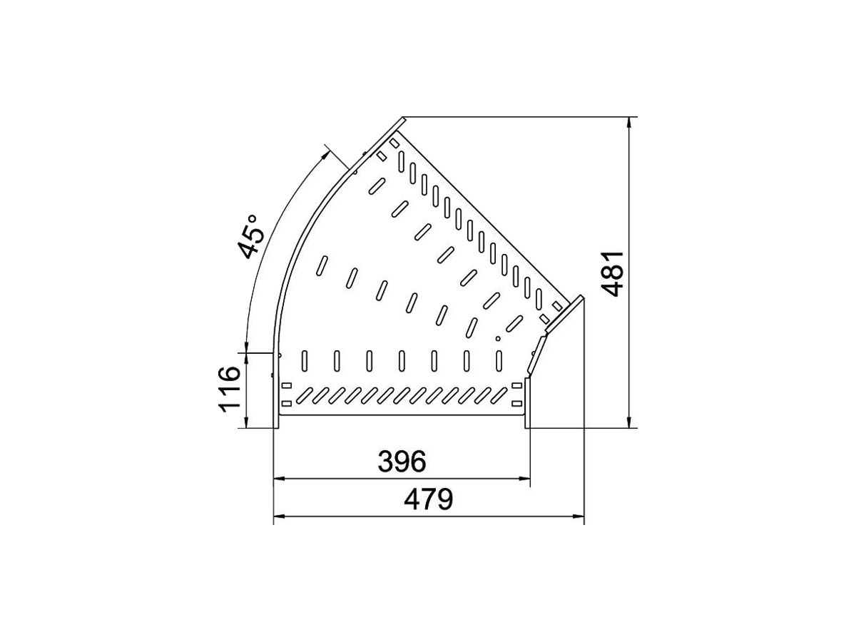 Bogen BET RB 45° 60×400mm Stahl bandverzinkt