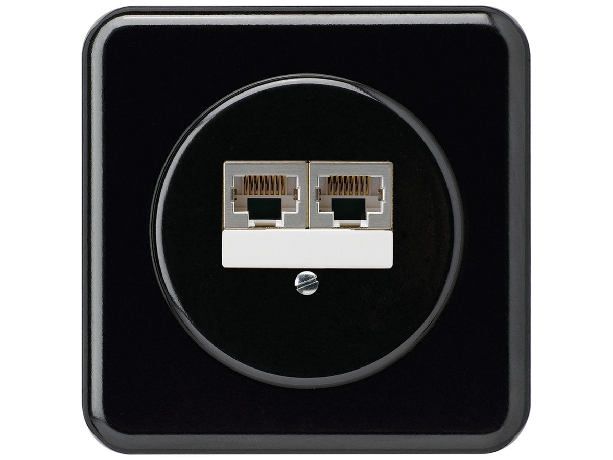 UP-Anschlussdose basico 2×RJ45s getrennt schwarz