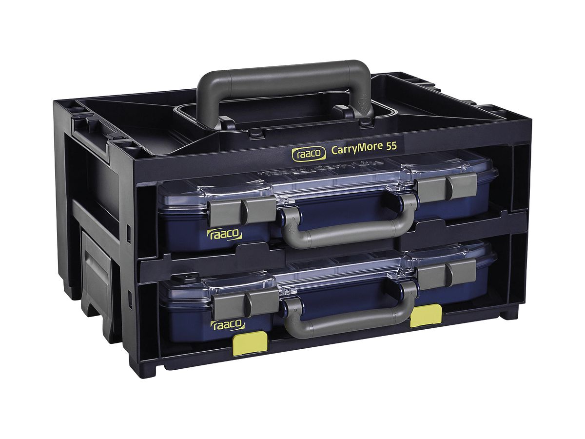 Sortimentskoffer CIMCO CarryMore 55 2×CarryLite 55 Raster 4×8 16×Einsätze