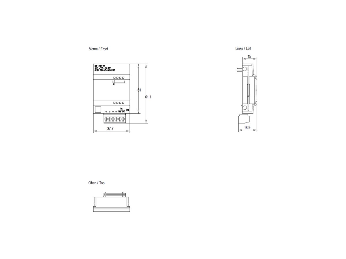 SPS-Eingabemodul Siemens SIMATIC S7-1200 SB 1231 AI 1×16bit TC