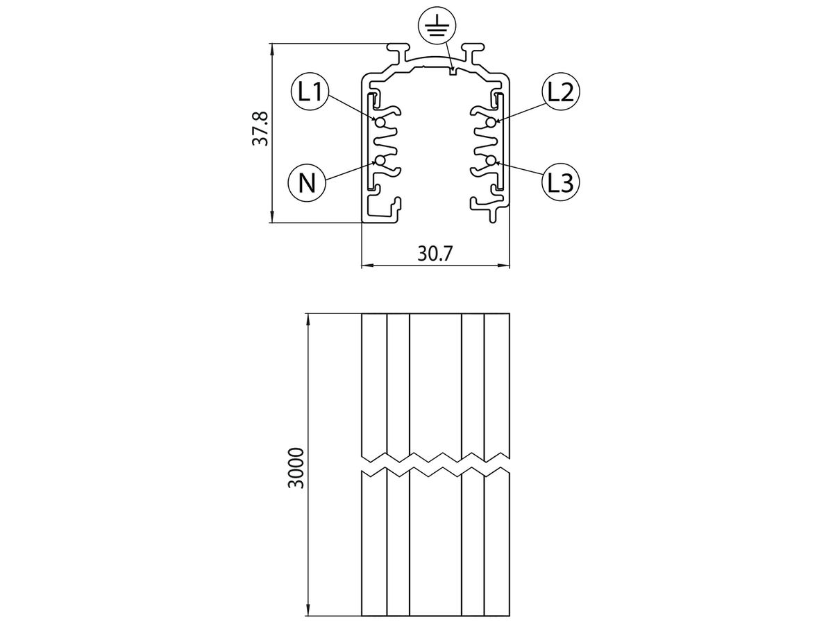 AP-Stromschiene Sylvania OneTrack 250…440V 3-Ph Aluminium 3000mm weiss