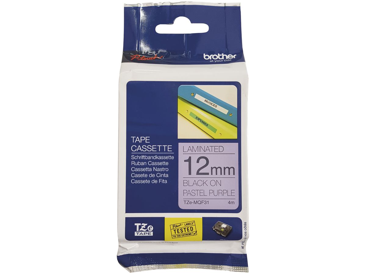 Schriftbandkassette Brother Tze-MQF31 12mm×4m violett-schwarz