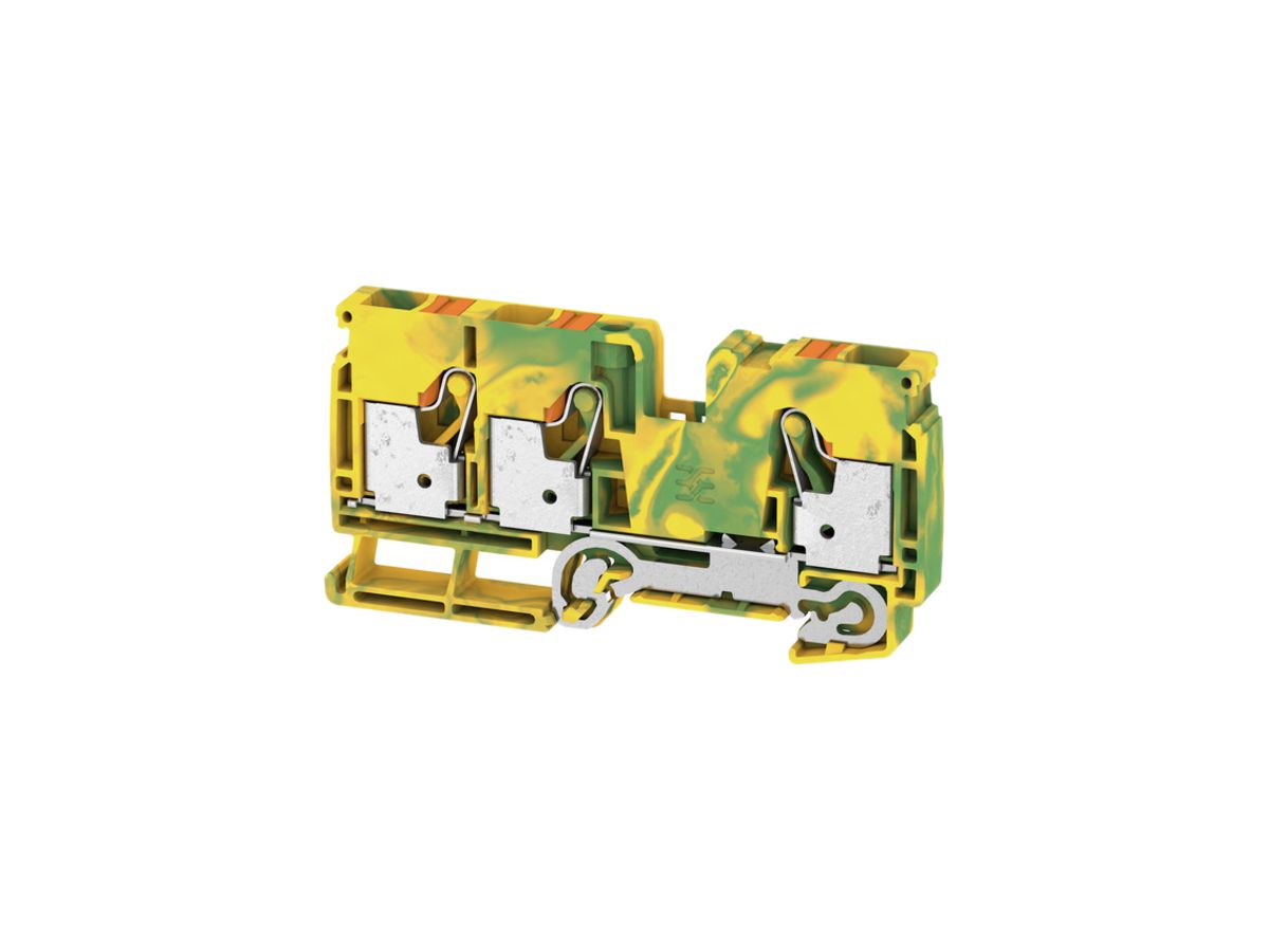 Schutzleiter-Reihenklemme Weidmüller A3C PUSH IN 10mm² 3 Anschlüsse grün-gelb