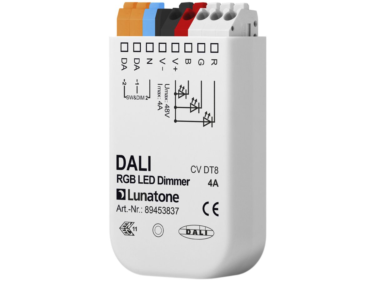 LED-Konverter Ervotech DALI DT8 RGB 4A, 12…48V, 59×33×15mm