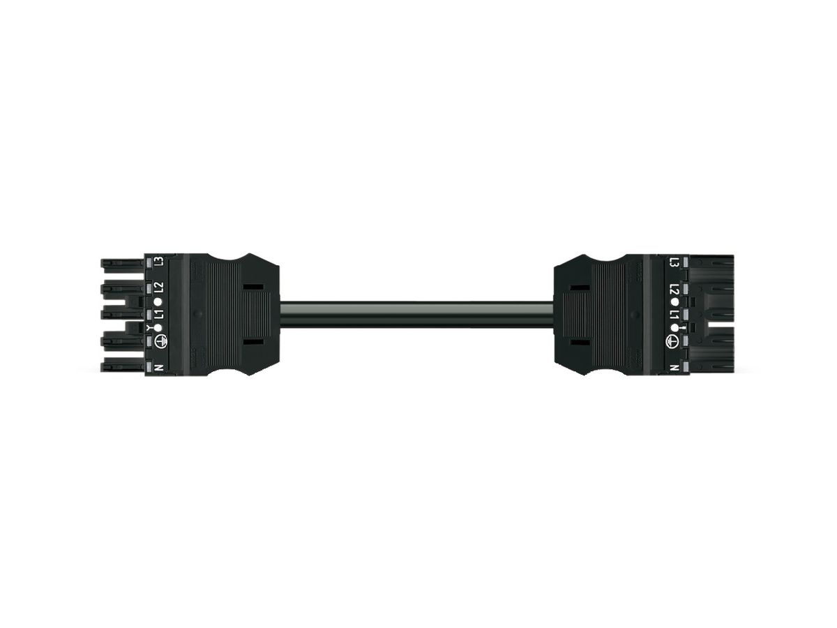 Verbindungsleitung MIDI 5×1.5mm² 16A 400V 8m Cod.A Buchse-Stecker schwarz Cca