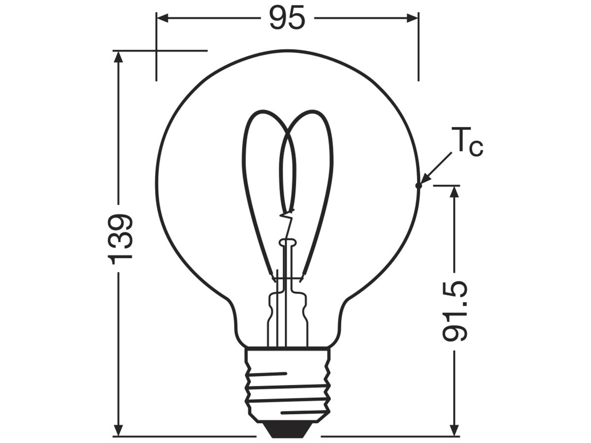 LED-Lampe Osram Vintage 1906 E27 8W 806lm 822 DIM Ø95×139mm Gold