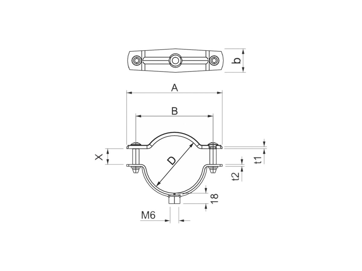 Rohr-/Kabelschelle Bettermann, mit Gewinde M6, Ø7…8mm, V4A, 1.4571