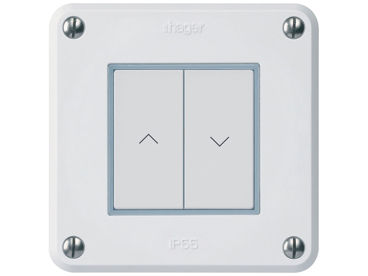 KNX-Storentaster Hager BA robusto A 2-fach 86×86mm weiss