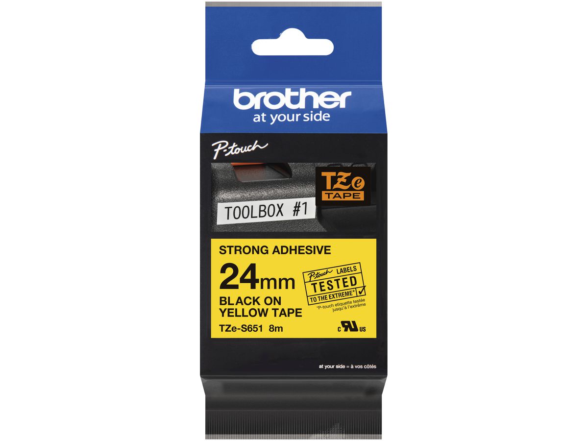 Schriftbandkassette Brother TZe 36mm×8m, gelb-schwarz