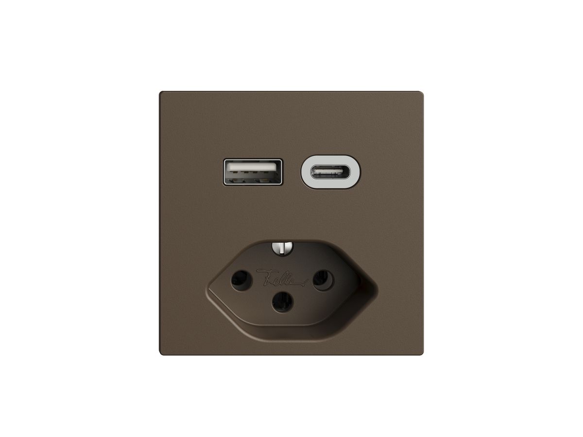 Steckdose USB Typ A+C + Typ 13 Feller EDIZIOdue F 230V 3000mA coffee