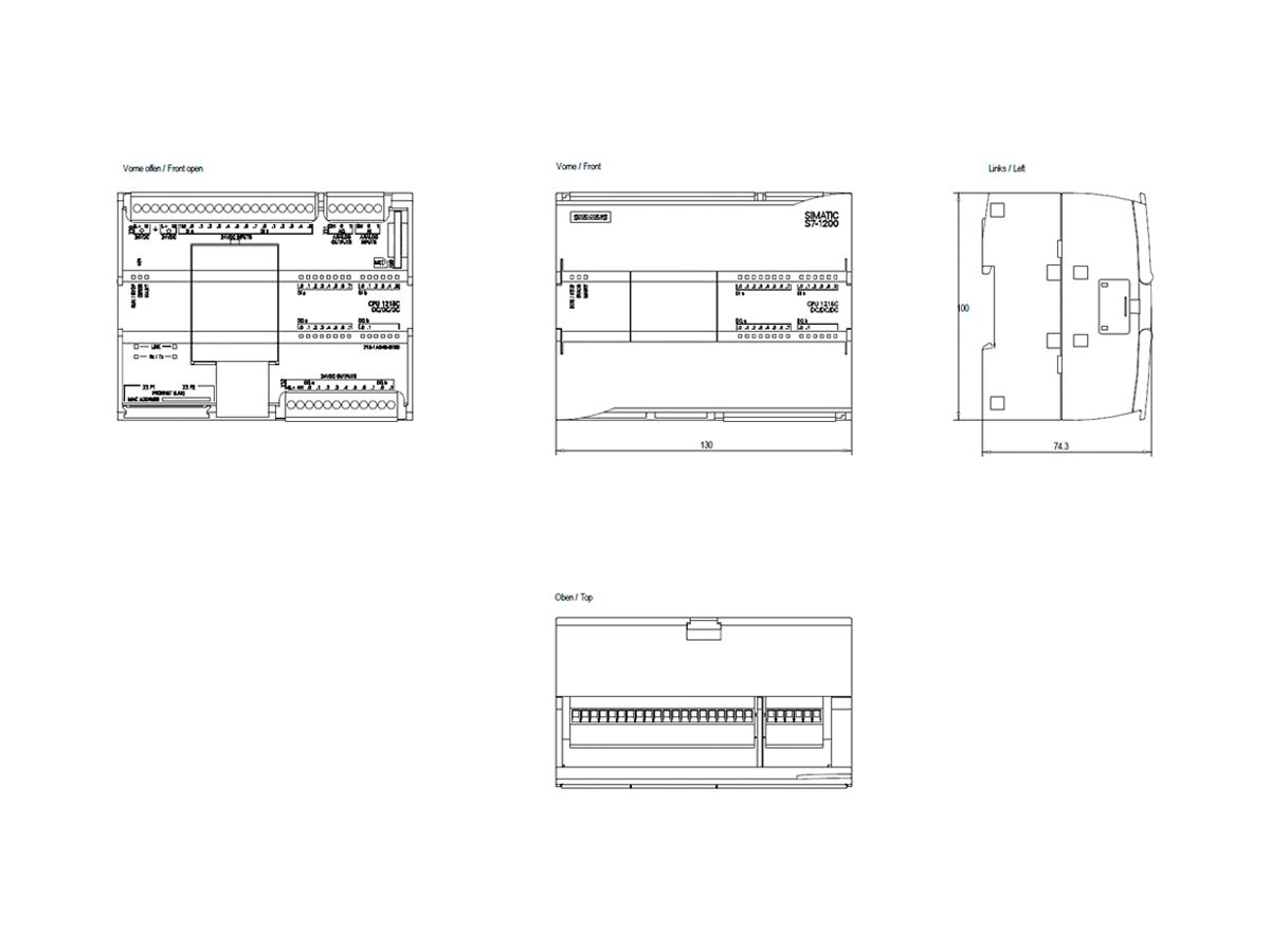 SPS-Grundgerät Siemens SIMATIC S7-1200 CPU 1215C DC/DC/DC 24V