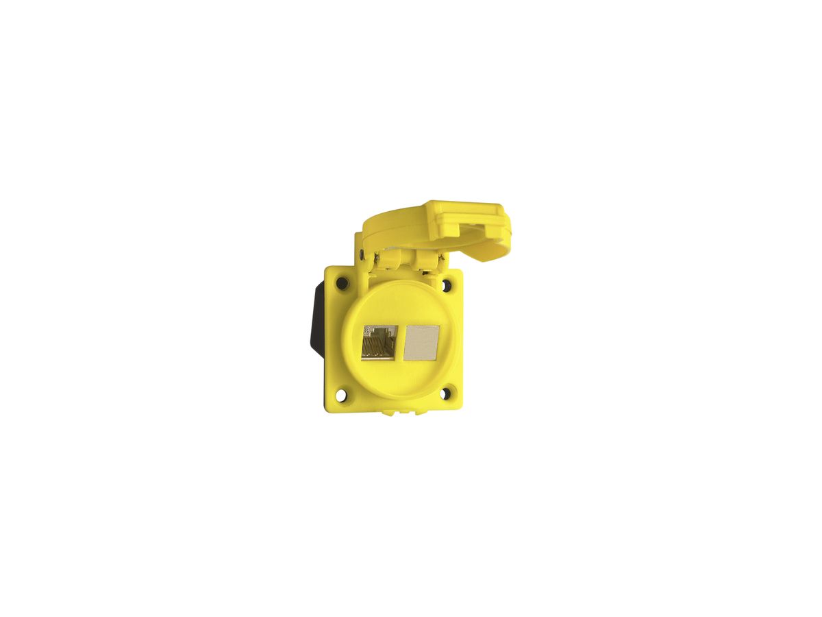 EB-Dose 1×RJ45 IP67 mit Deckel IDC, Kat. 6a, geschirmt, gelb