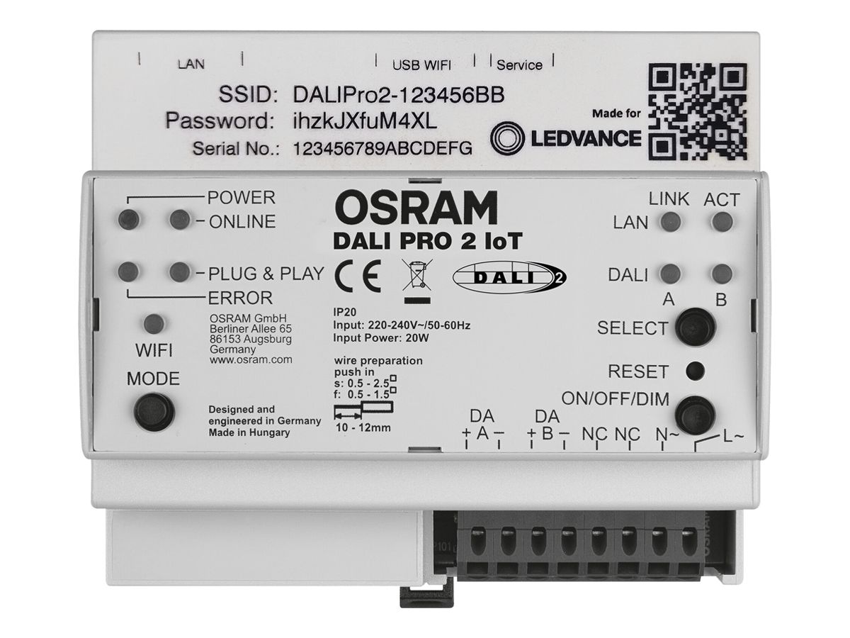 REG-Steuergerät LEDVANCE 230V DALI PRO 2 IoT 6TE 106×91×62mm weiss