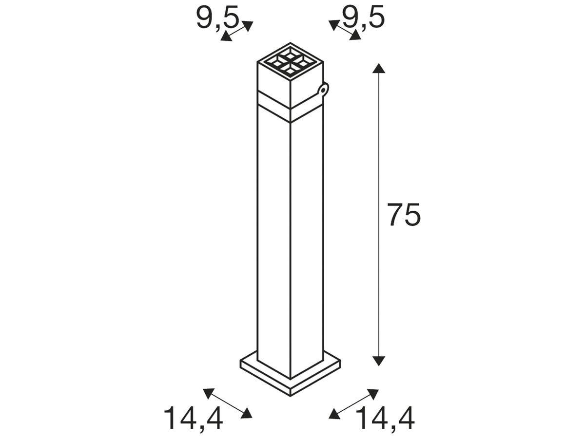 LED-Wegeleuchte SLV S-CUBE 75 15W 1000lm 2700/3000K IP65 144×144×750 anthrazit