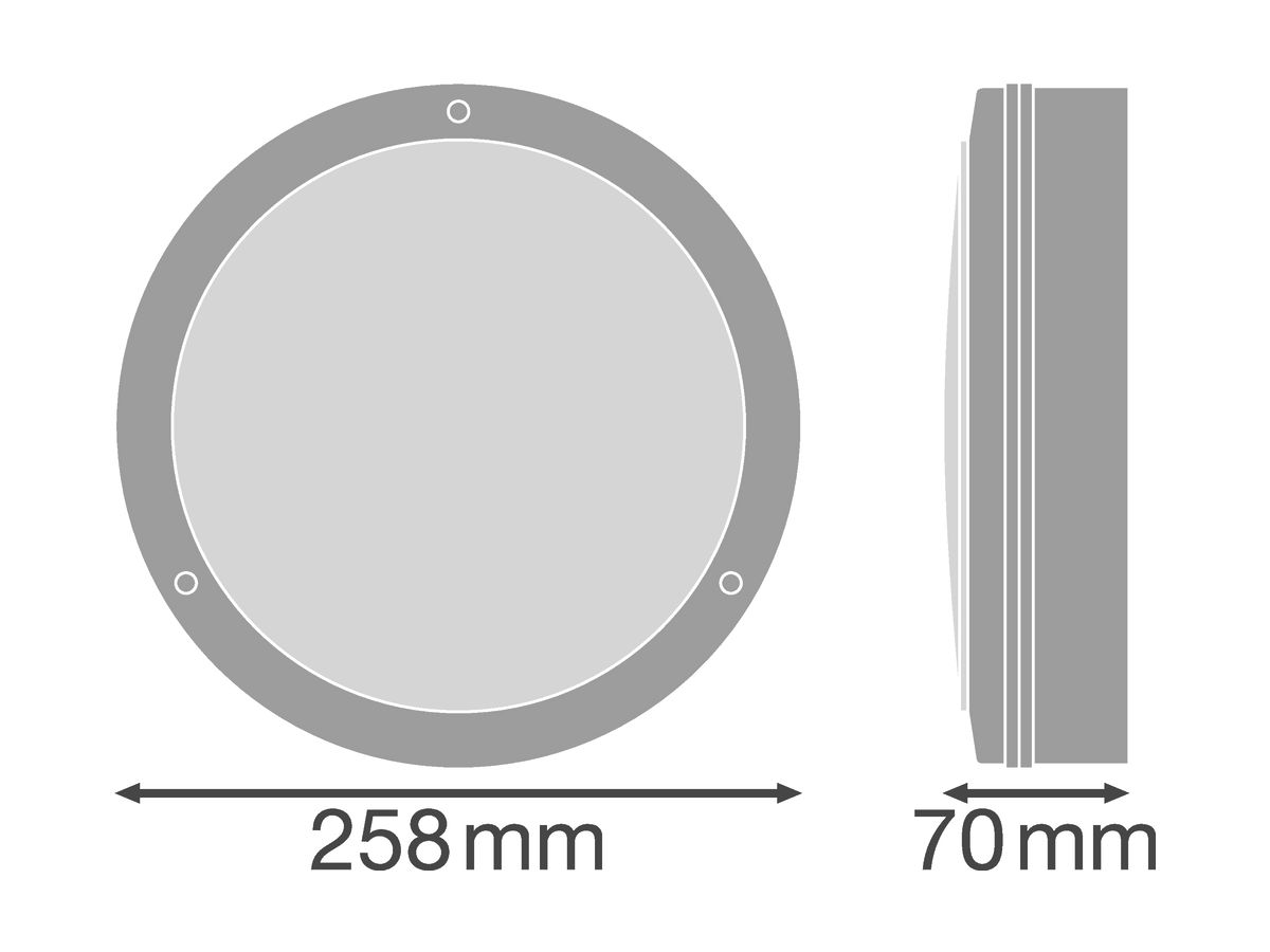 LED-Decken-/Wandleuchte SURFACE BULKHEAD 250 ON/OFF 10W 800lm 830 IP65 weiss