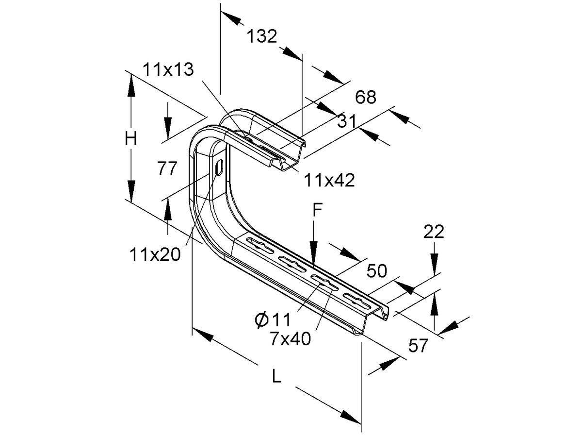 Tragkonsole 261×172mm sendzimir verzinkt