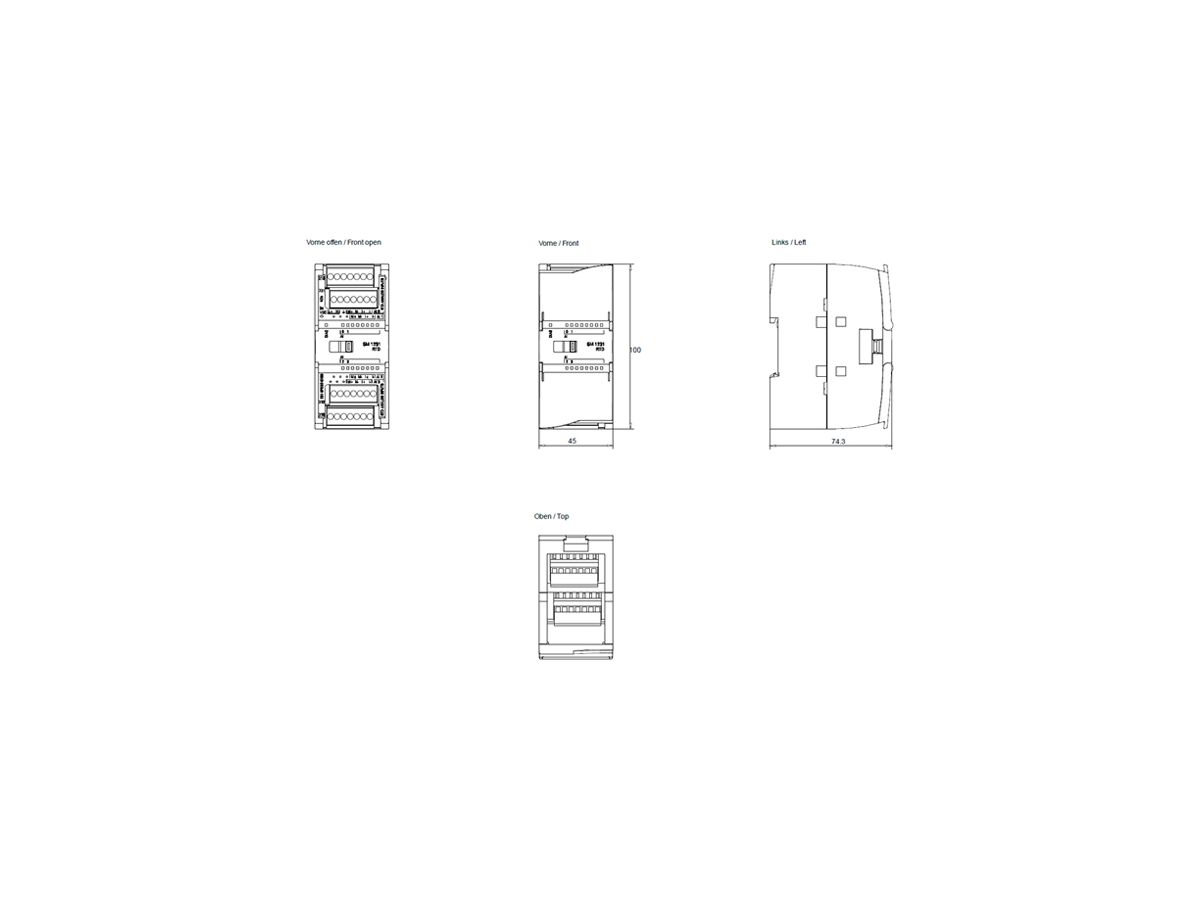 SPS-Eingabemodul Siemens SIMATIC S7-1200 SM 1231 AI 4×16bit RTD