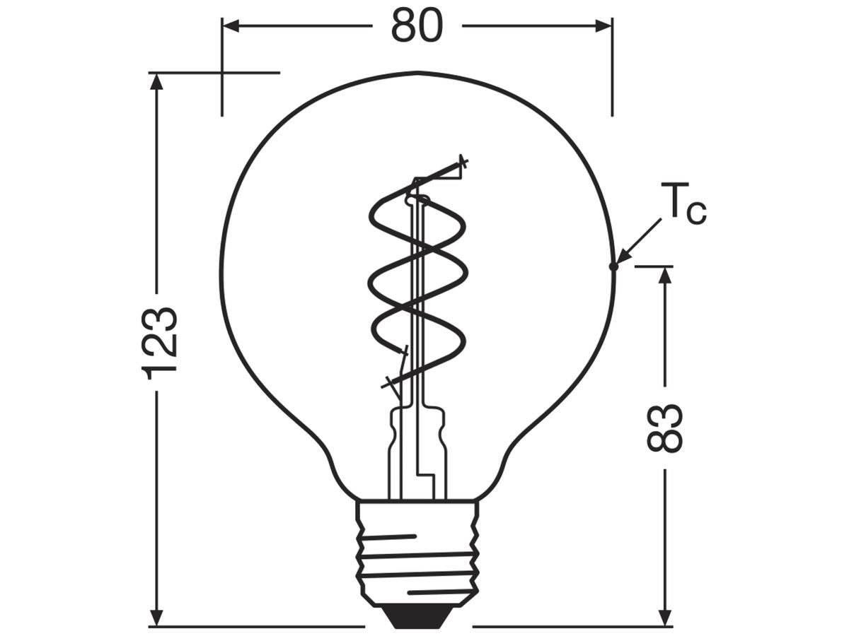 LED-Lampe Osram Vintage 1906 Spiral E27 4.9W 470lm 822 DIM Ø80×123mm Gold