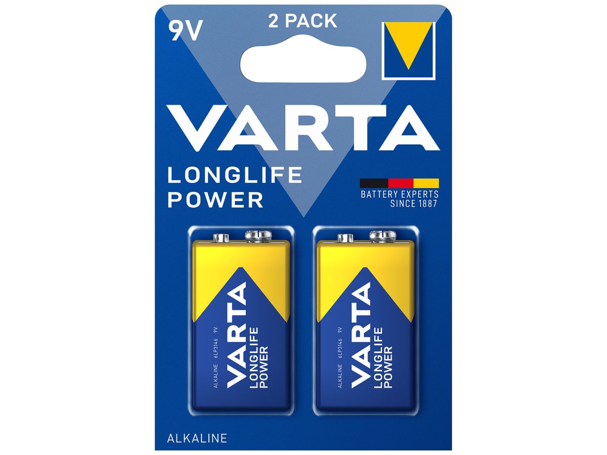 Batterie Alkali VARTA Longlife Power 9V Blister à 2 Stück