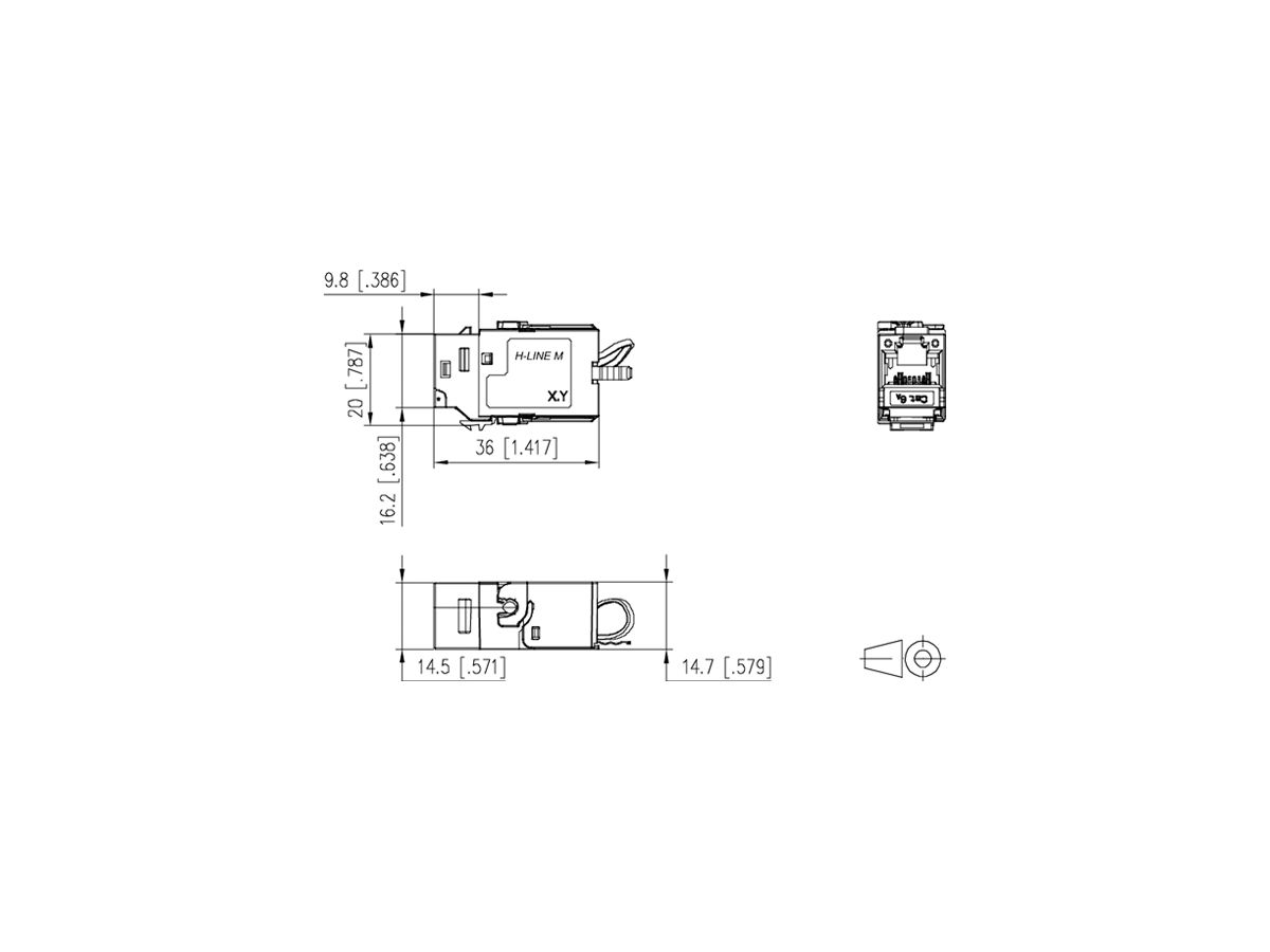 Anschlussmodul H-LINE M RJ45 Kat.6A/s ISO/IEC Keystone, silber
