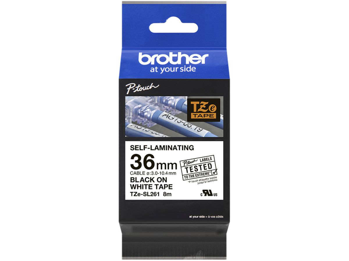 Schriftbandkassette Brother TZe-SL261 36mm×8m, weiss-schwarz