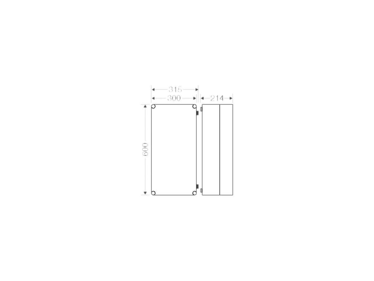 Apparategehäuse grau MI 9411 leer mit Deckel 600×300×214mm