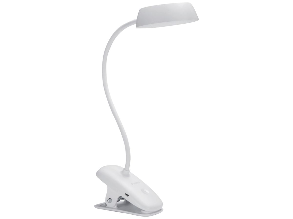 LED-Tischleuchte Philips Donutclip 3W 175lm 4000K DIM weiss USB Typ A