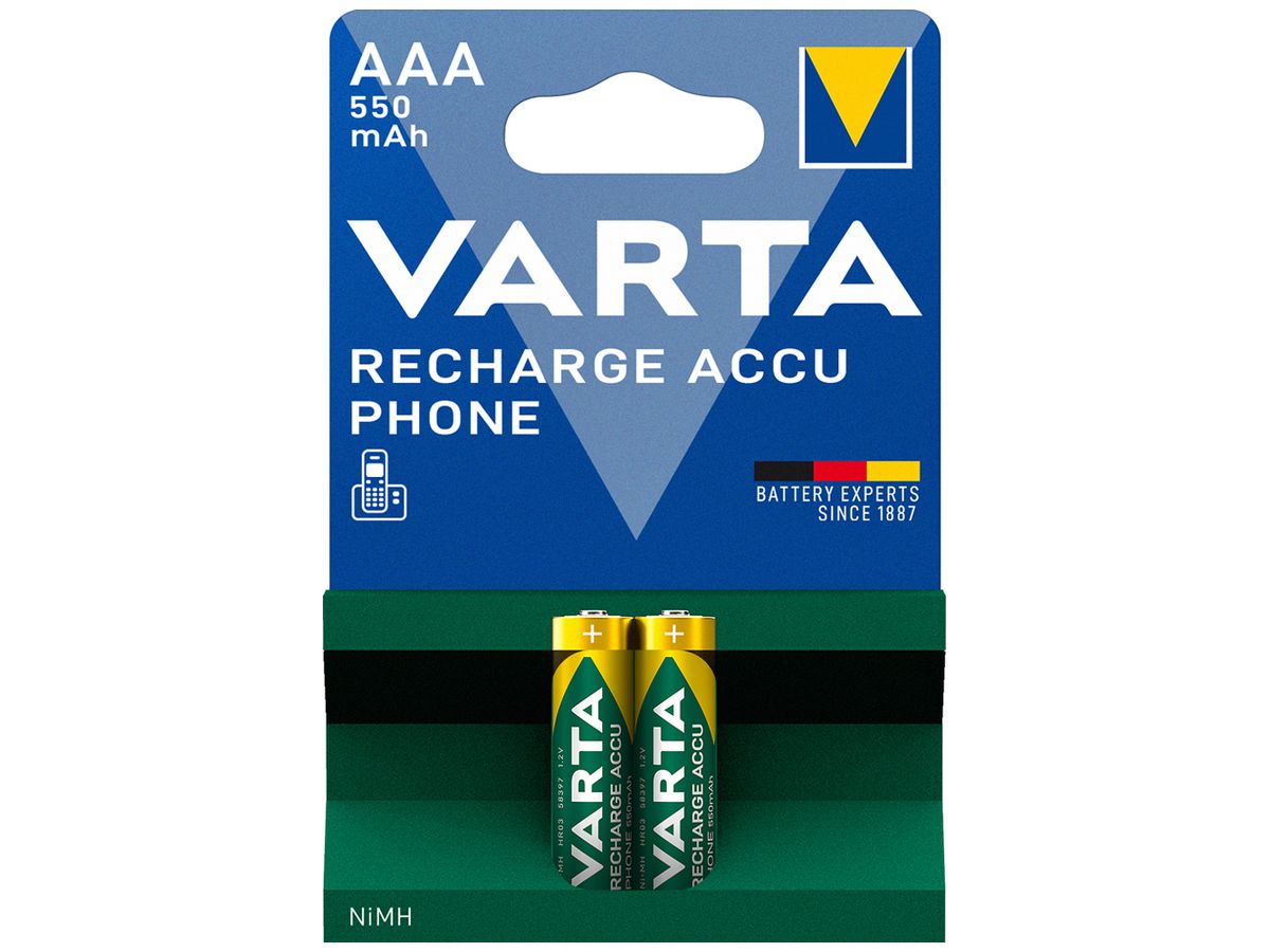 Akku VARTA Phone NiMH HR03/AAA, 0.55Ah Blister à 2 Stück