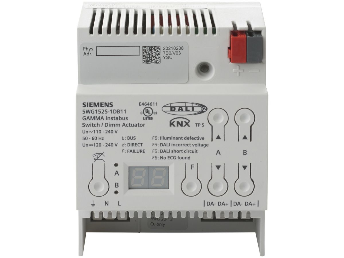 REG-KNX-Schalt-/Dimmaktor Siemens N 525D11, 2×20 DALI Broadcast