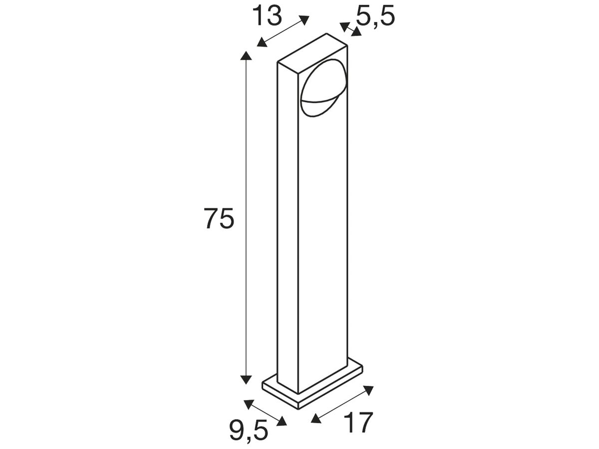 LED-Wegeleuchte SLV LID I 29W 1700lm 2700/3000K IP65 170×95×750 anthrazit