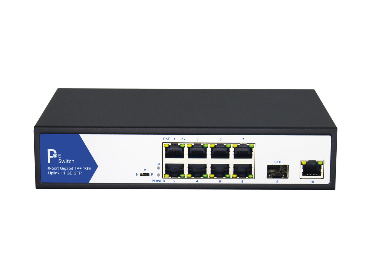 Switch VALUE PoE+ Gigabit Ethernet, 8-Port + 2-Port Uplink (GbE/SFP)