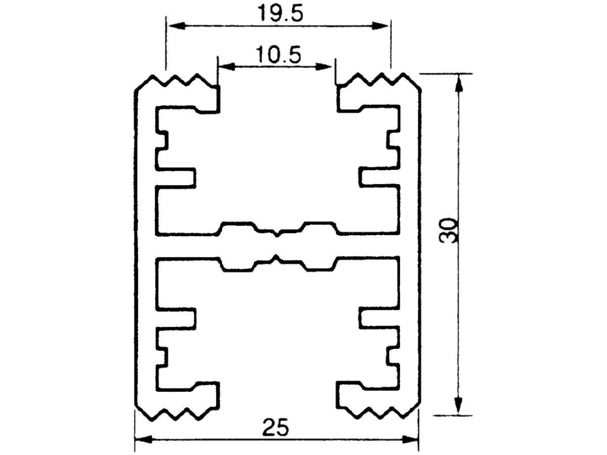 Befestigungsschiene Almatec 25×30mm L=6m gezahnt