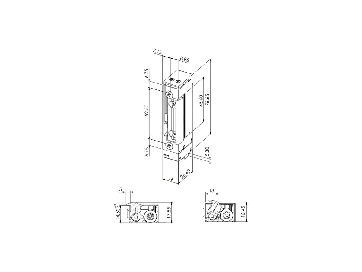 Vorlasttüröffner BSW B5000--L, 24VDC, stromlos geschlossen, Radiusfalle