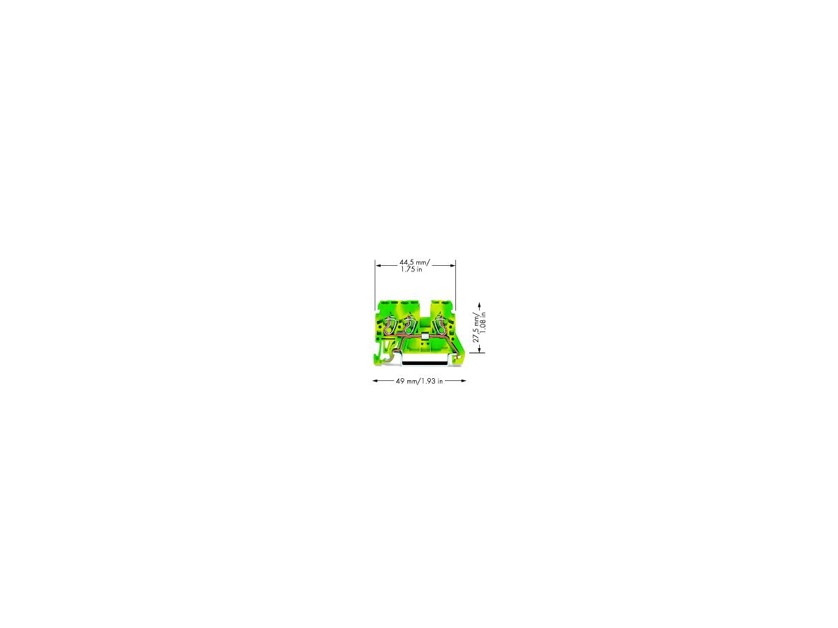Durchgangsklemme WAGO 4mm² 3L grün-gelb