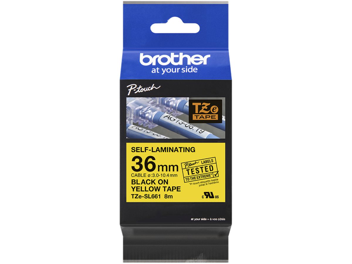 Schriftbandkassette Brother TZe-SL661 36mm×8m, gelb-schwarz