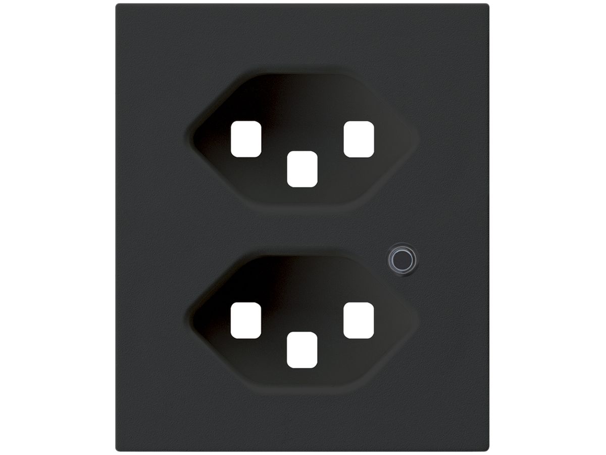 Frontplatte zu FLF-Steckdose Hager 2×Typ 23 beleuchtet Z schwarz