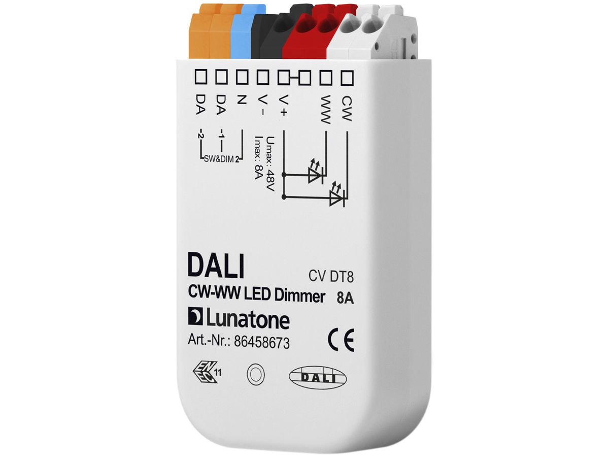 LED-Konverter Ervotech DALI DT8 CW-WW 8A, 12…48V, 59×33×15mm