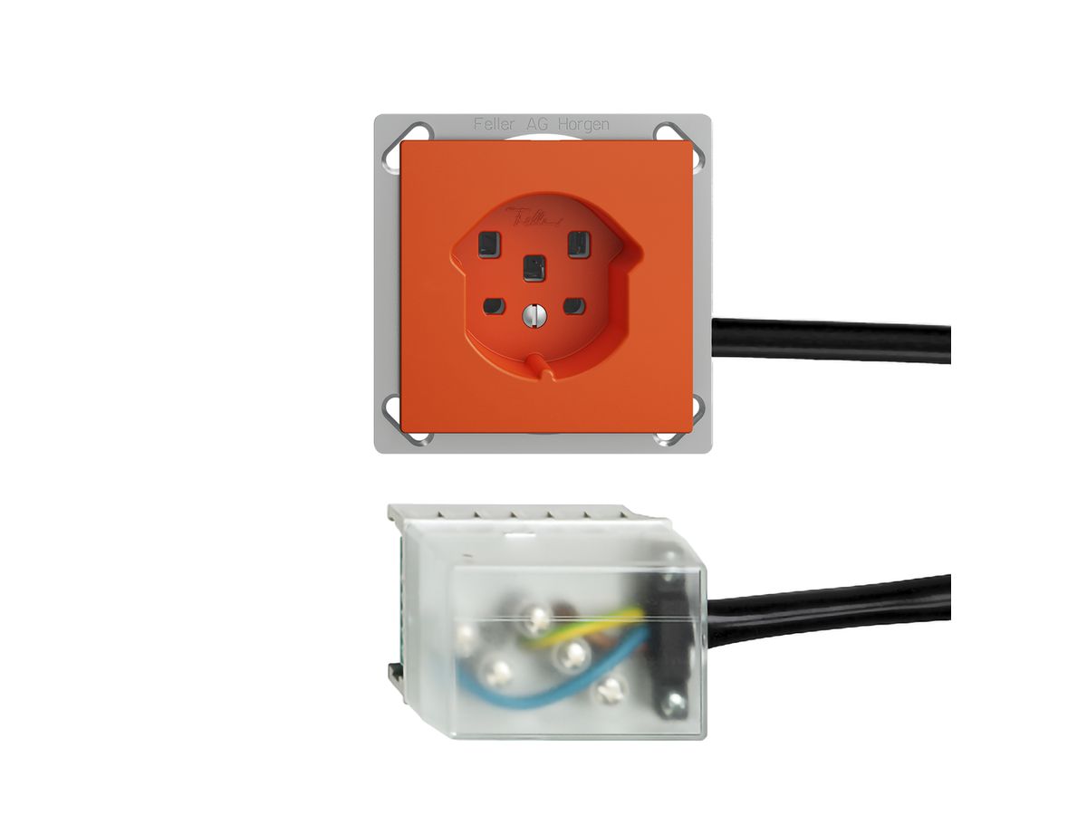 EB-Steckdose EDIZIOdue T25 16A orange für Flachkabel Ecobus power