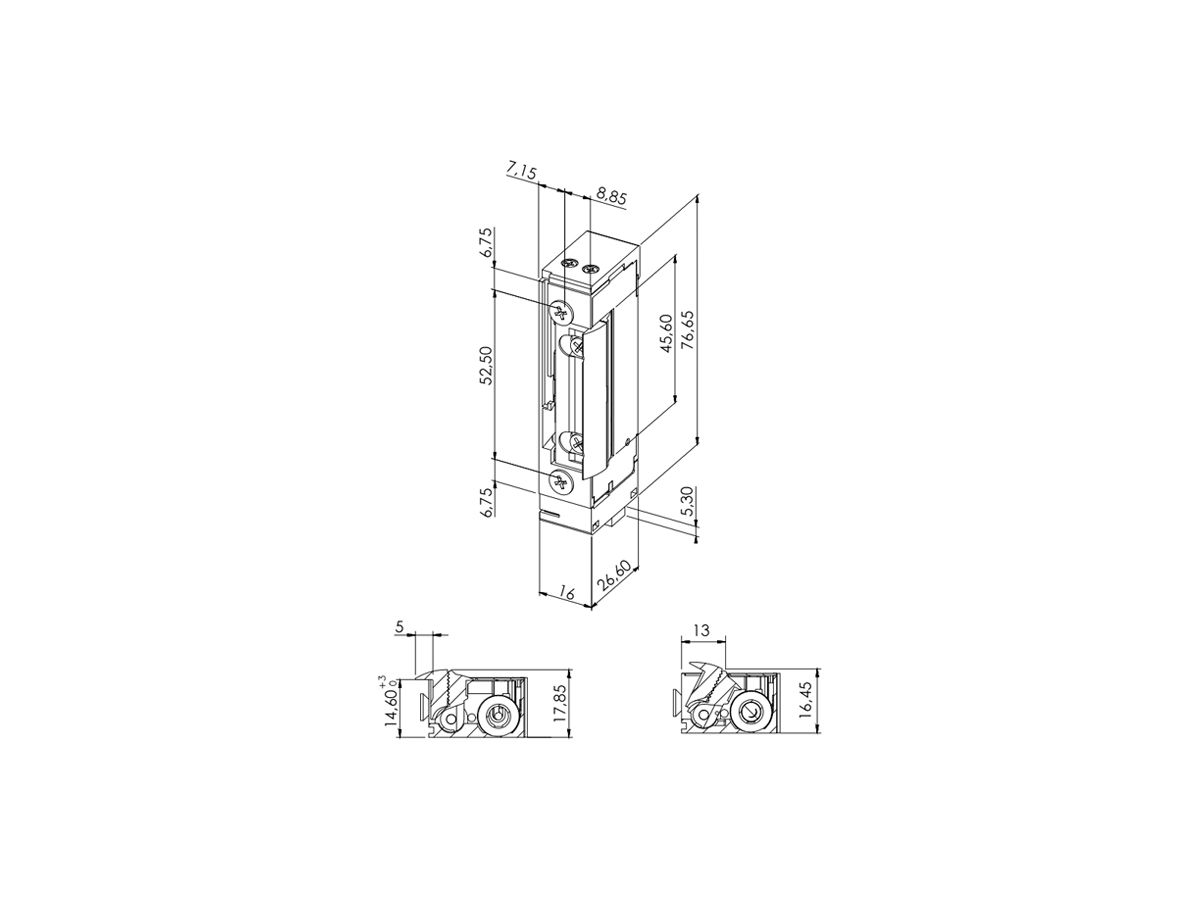 Vorlasttüröffner BSW B5000--K, 10…24VDC, stromlos geschlossen, Radiusfalle