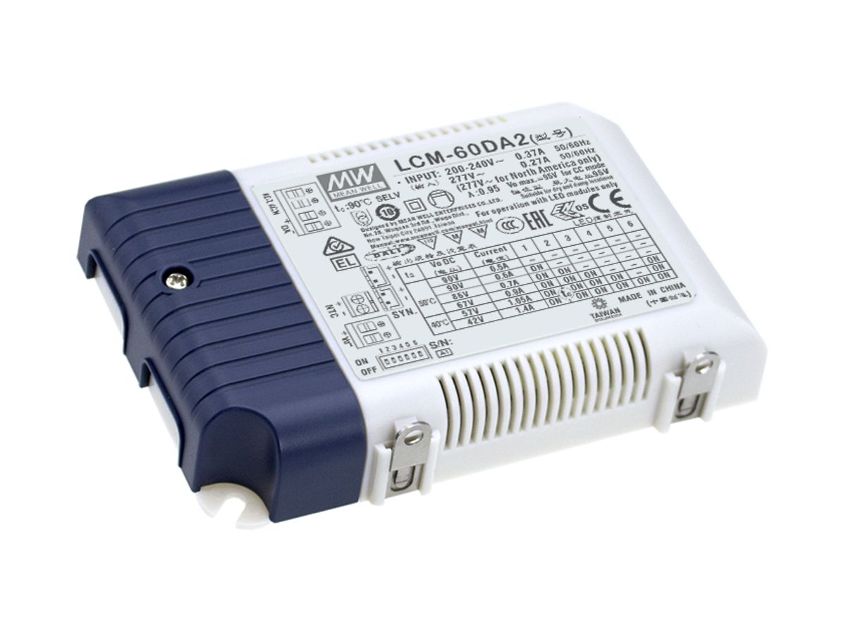 LED-Konverter MEAN WELL LCM-60DA2, 60W 500…1400mA 42…90VDC dimmbar DALI-2